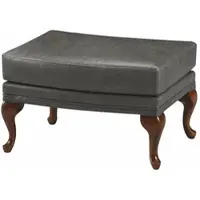 Casa Padrino Luxus Barock Leder Hocker Grau / Braun 64 cm - Made in Italy