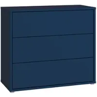 Forte ALICE SPRINGS Kommode 100, modern-minimalistisch, 3 Schubladen, Wohn-/Schlafzimmer, Holzwerkstoff, Nachtblau, 94,8 cm breit x 83,1 cm hoch x 41,5 cm tief