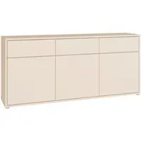 Forte ALICE SPRINGS Kommode 200, modern-minimalistisch, 3 Schubladen, 3-türig, Wohn-/Schlafzimmer, Holzwerkstoff, Kaschmir Beige, 184,2 cm breit x 83,1 cm hoch x 41,5 cm tief