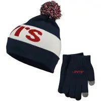 Levi's Kids 2tlg. Set: Mütze und Handschuhe in Dunkelblau/ Weiß - onesize