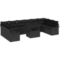 vidaXL Sofa Set 11 stk. Schwarz Poly-Rattan