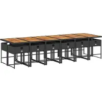 vidaXL 13-tlg. Garten-Essgruppe mit Kissen Schwarz Poly Rattan