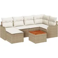 vidaXL Gartensofa-set 7 Stk. Beige Poly-Rattan