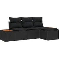 vidaXL Gartensofa-set mit Kissen mit Kissen 4 pcs Schwarz Poly-Rattan