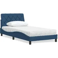 vidaXL Bett mit Matratze Blau 200x200 cm Stoff
