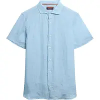 Superdry für Herren. M4010937A Kurzärmeliges Leinenhemd Vacation blau (XL), Lässig, Kurzarm