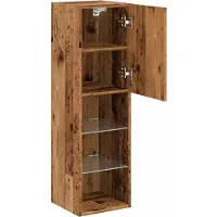 vidaXL TV-Schränke mit LED-Leuchten 2 Stk. Altholz-Optik 30,5x30x102cm