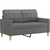 vidaXL 2-tlg. Sofagarnitur mit Kissen Dunkelgrau Stoff