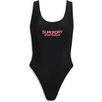 Superdry für Damen. W3010385A Stretch Badeanzug mit tiefem Rückenausschnitt schwarz (XL), Strandbekleidung, Recyceltes Polyester, Nachhaltig