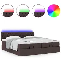 vidaXL Ottoman-Bett mit Matratzen & LEDs Dunkelbraun 200x200 cm Stoff