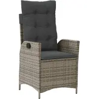 vidaXL Gartensessel Verstellbar mit Kissen Grau Poly Rattan