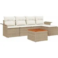 vidaXL Gartensofa-set 6 stk. Beige Poly-Rattan