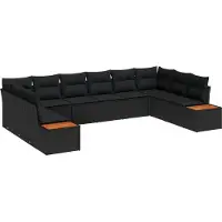 vidaXL Gartensofa-set 10 stk. Schwarz Poly Rattan