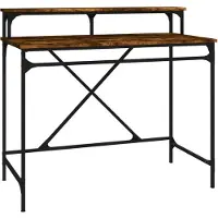 vidaXL Schreibtisch Räuchereiche 100x50x90 cm Holzwerkstoff und Eisen