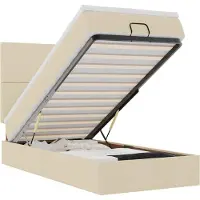 vidaXL Ottomane Bett mit Matratze & LEDs Creme 90x200 cm Stoff