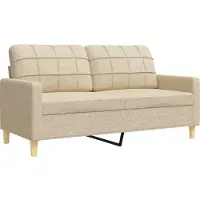 vidaXL 4-tlg. Sofagarnitur mit Fußhocker & Dekokissen Creme Stoff