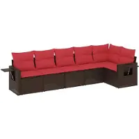 vidaXL 6-teiliges Gartensofa-Set mit Kissen, braun, Polyrattan