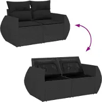 vidaXL Gartensofa-set 10 stk. 10-Sitzanzahl Schwarz Poly Rattan