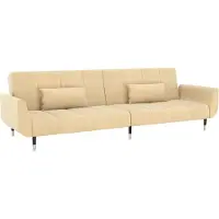 Möbelando Sofa "Hornbek" aus Samt in Creme. Abmessungen (L/B/H) 220x100x52 cm