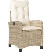 vidaXL Gartensessel mit Kissen 2 Stk. Verstellbar Beige Poly Rattan