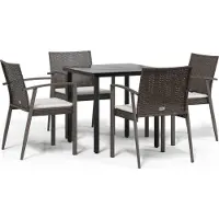 vidaXL 5-tlg. Garten-Essgruppe mit Kissen Poly Rattan und Stahl