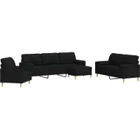 vidaXL 4-tlg. Sofagarnitur mit Fußhocker & Dekokissen Schwarz Stoff