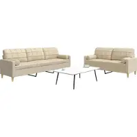 vidaXL 2-tlg. Sofagarnitur mit Dekokissen Creme Stoff