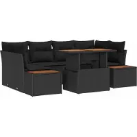 vidaXL Gartensofa-set 9 Stk. Schwarz und Braun