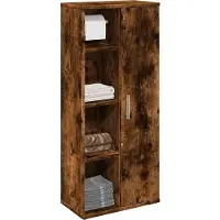 vidaXL Badezimmerschrank mit Rollenhalter Räuchereiche 39x22x90 cm