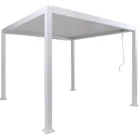 Mendler Pergola MCW-P65, Terrassenüberdachung Gartenpavillon Lamellen-Pavillon, 10cm-Aluminium-Gestell 3x3m weiß
