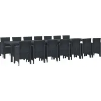 vidaXL Garten-Esszimmergarnitur mit Kissen 15 Stk. Anthrazit PP