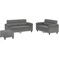 vidaXL 3-tlg. Sofagarnitur mit Kissen Dunkelgrau Mikrofasergewebe