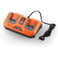 FUXTEC Li-Ion Doppel-Schnell-Ladegerät 2,4A 70W E1LG2A für 2Ah & 4Ah Batterie passend 20 Volt Gartengeräte Ladespannung 20.9V