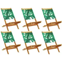 vidaXL Gartenstühle 6 Stk. Klappbar Grün Stoff und Massivholz