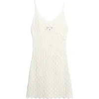 Superdry für Damen. W8011606A Kurzes Häkelkleid mit Trägern in Gebrochenem Weiß (L), Lässig, Häkeln, Ärmellos / Hosenträger