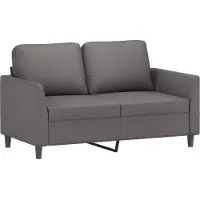 vidaXL 2-tlg. Sofagarnitur mit Kissen Grau Kunstleder