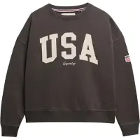 Superdry für Damen. W2012443A Athletic Essentials Lose Passform Rundhalsausschnitt Sweatshirt dunkelgrau (M), Lässig, Baumwolle