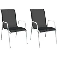 vidaXL Stapelbare Gartenstühle 2 Stk. Stahl und Textilene Schwarz