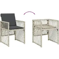 vidaXL 17-tlg. Garten-Essgruppe mit Kissen Hellgrau Poly Rattan
