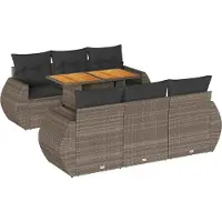 vidaXL 7-tlg. Garten-Sofagarnitur mit Kissen Grau Poly Rattan
