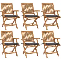 vidaXL Klappbare Gartenstühle mit Kissen 6 Stk. Massivholz Teak