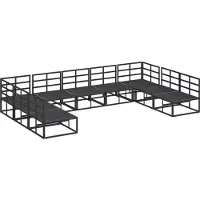 vidaXL Gartensofa-set 9 stk. Schwarz Aluminium