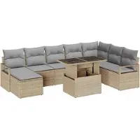 vidaXL Garten-Sofa-Set mit Kissen 9 pcs Beige und Hellgrau