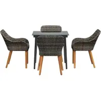 vidaXL Garten Essgruppe 5 stk. Grau Poly-Rattan