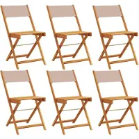 vidaXL Gartenstühle 6 Stk. Klappbar Taupe Stoff und Massivholz