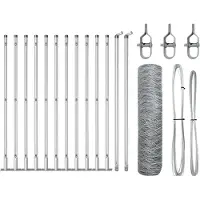vidaXL Sechseckzaun mit Betonsockel 25 x 0,5 m Verzinkter Stahl Silber