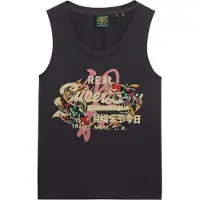 Superdry für Damen. W6012090A T-shirt Tokyo Vintage dunkelgrau (S), Lässig, Baumwolle, Ärmellos / Hosenträger