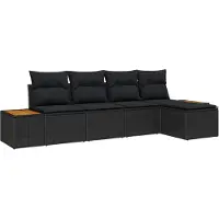 vidaXL Gartensofa-set 5 stk. Schwarz Poly Rattan