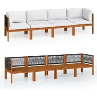 vidaXL 4-Sitzer-Gartensofa mit Kissen Holz Akazie & Seil