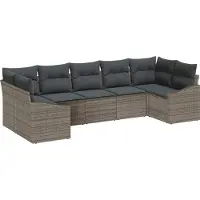vidaXL Gartensofa-set 7 stk. Grau Poly-Rattan